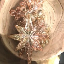One Hundred 80 Degrees Christmas Glitter Filled Rose Gold Snowflake And Star Ornaments & Bowl Fillers