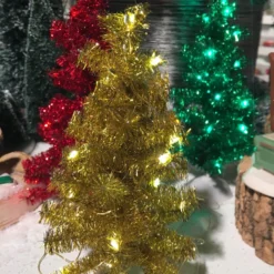 Department 56 New! Shiny & Bright Lighted Tinsel Tree Set