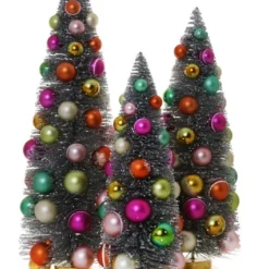 Cody Foster New! Silver Bristle Trees With Multi-Color Ornaments