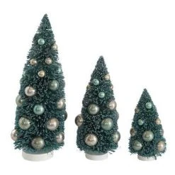 Creative Co-Op Vintage Blue Bottle Brush Trees Christmas