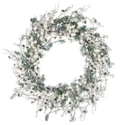 Napco Snowy Pearl Crabapple And Boxwood Wreath