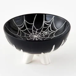 One Hundred 80 Degrees Spiderweb Treat Bowl With Skeleton Hands New!