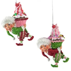 TheHolidayBarn.com Christmas Sweet Cupcake Elf Ornaments