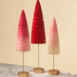 Bethany Lowe Red & Pink Ombre Bottle Brush Trees New!