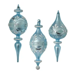 Raz Vintage Elegance Blue Finial Ornaments New!