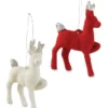 Bethany Lowe Red & White Flocked Reindeer Ornaments 1 Bethany Lowe Red & White Flocked Reindeer Ornaments