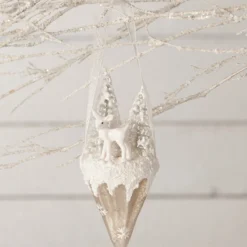 Bethany Lowe New! Winter Fawn Glass Cone Ornament
